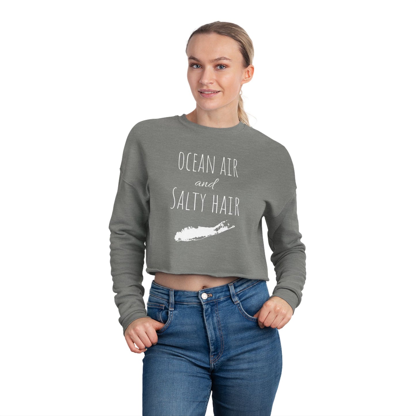 What's Up Long Island? Ocean-Inspired Cropped Sweatshirt, Perfect for Beach Lovers, Casual Wear, Summer Vibes