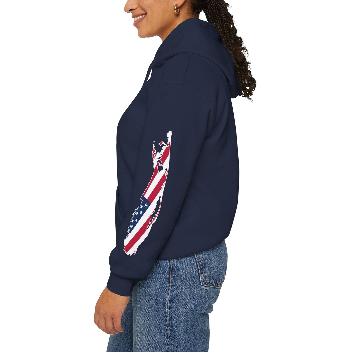 USA What's Up Long Island? Flag Hooded Sweatshirt - Unisex Heavy Blend™