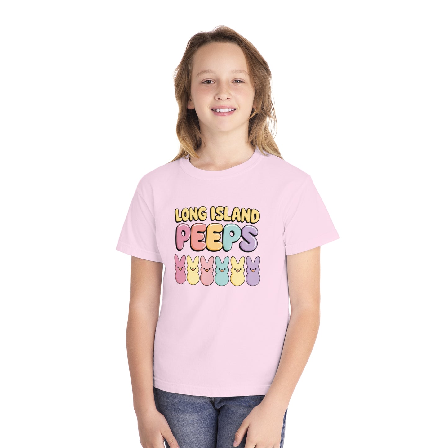 Long Island Peeps Youth Midweight Tee - Colorful Spring T-Shirt for Kids - Easter