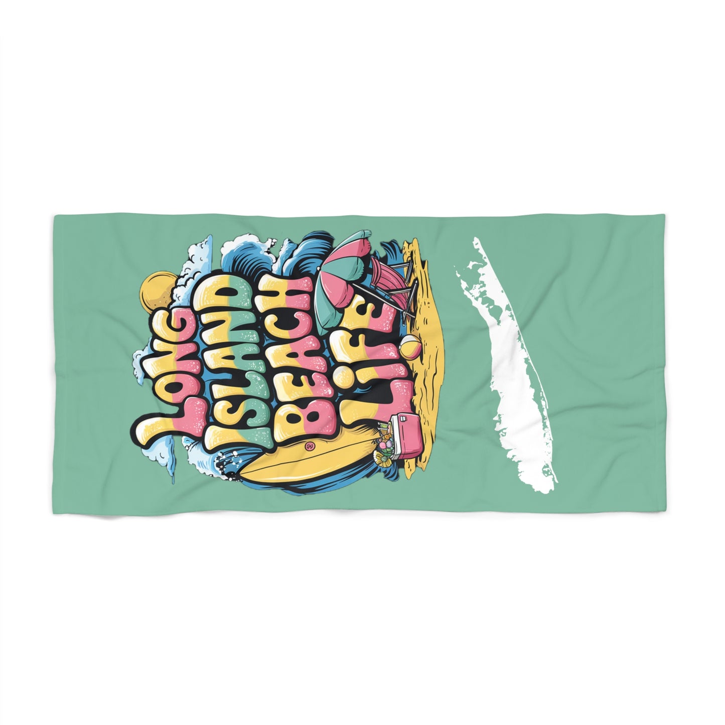 What's Up Long Island? Beach Life - Seafoam Beach Towel