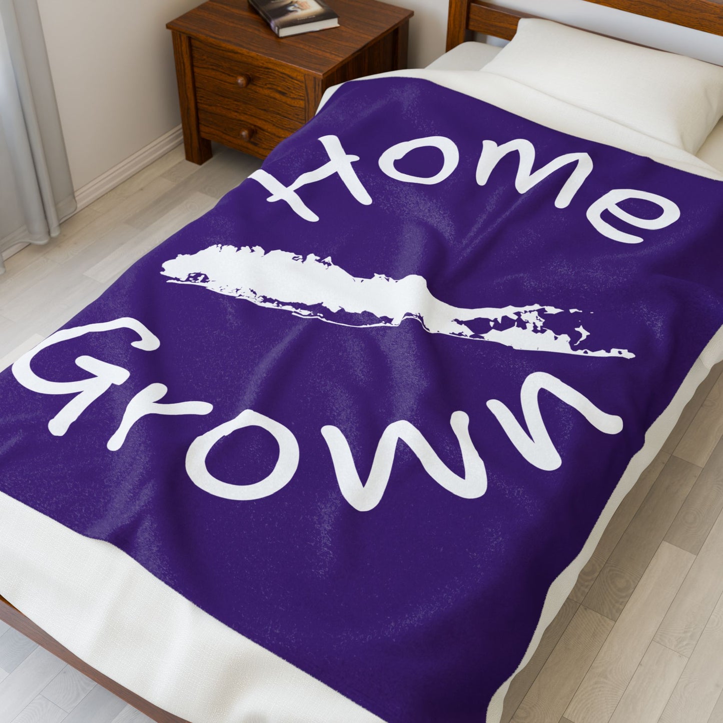 What's Up Long Island? Purple Home Grown Cozy Velveteen Plush Blanket - Perfect for Long Island Home Comfort