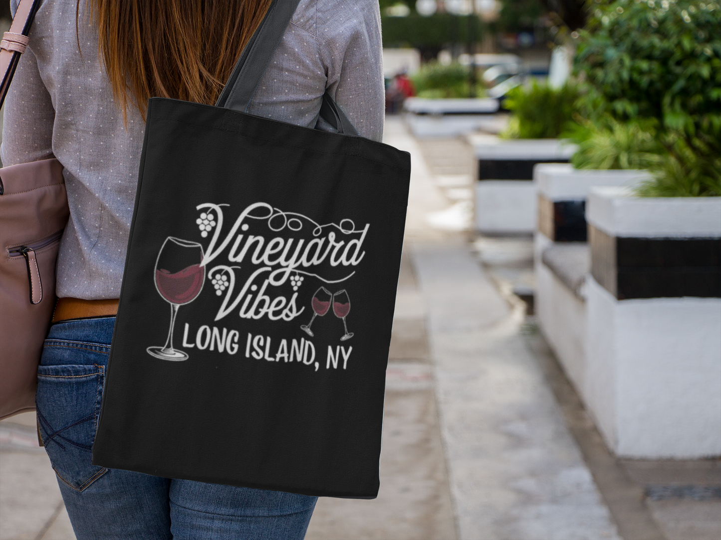Vineyard Vibes What's Up Long Island? Tote Bag - Fun and Functional - Great gift for wine lovers