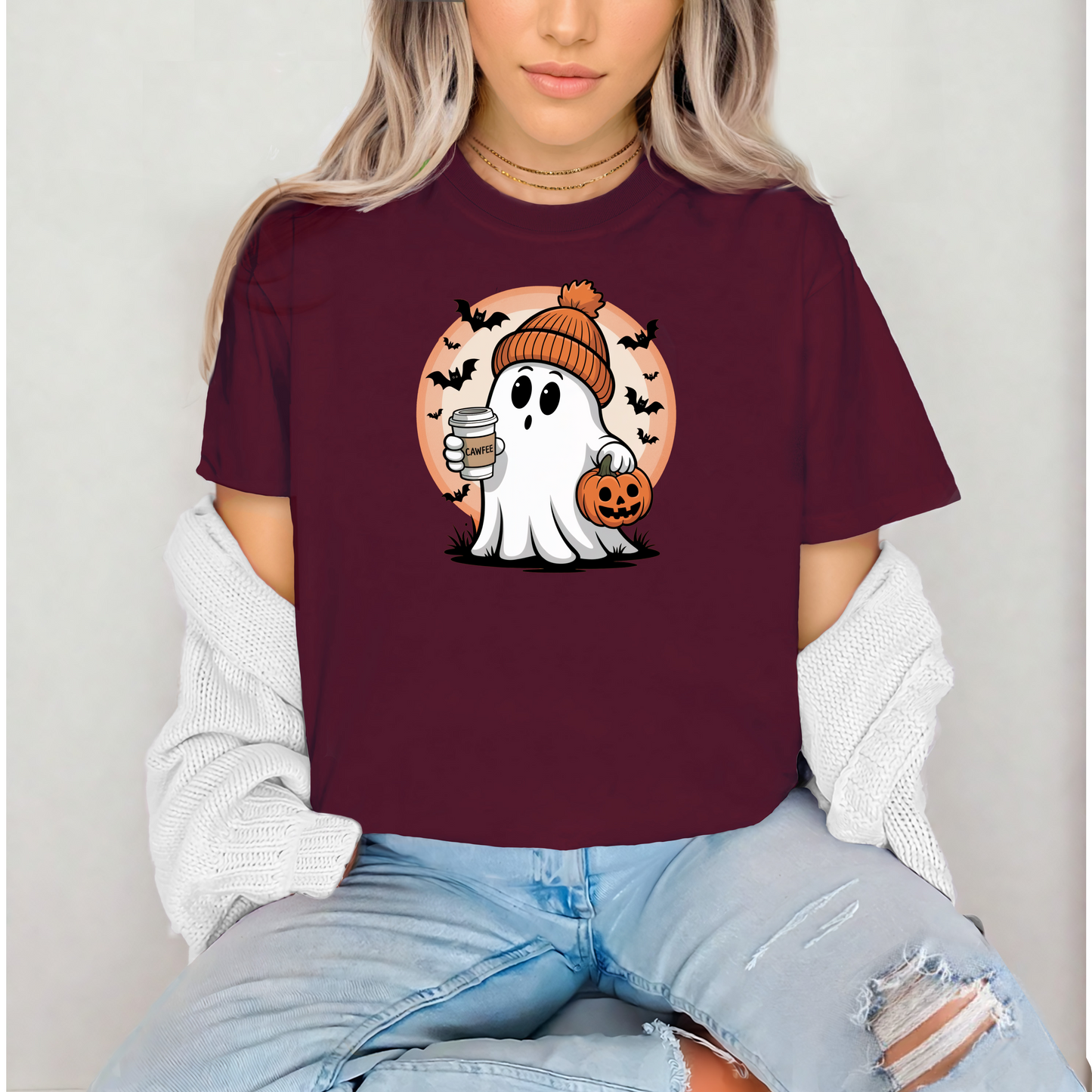 What's Up Long Island? Ghost Cawfee T-Shirt, Long Island Spirit, Fall Apparel, Halloween