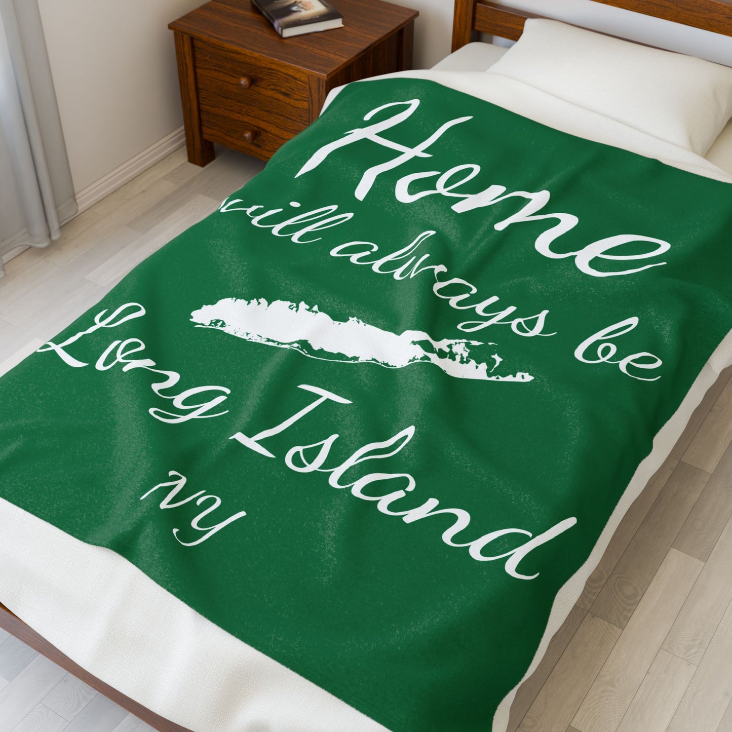 What's Up Long Island? Home will always be Long Island NY - Green Velveteen Blanket