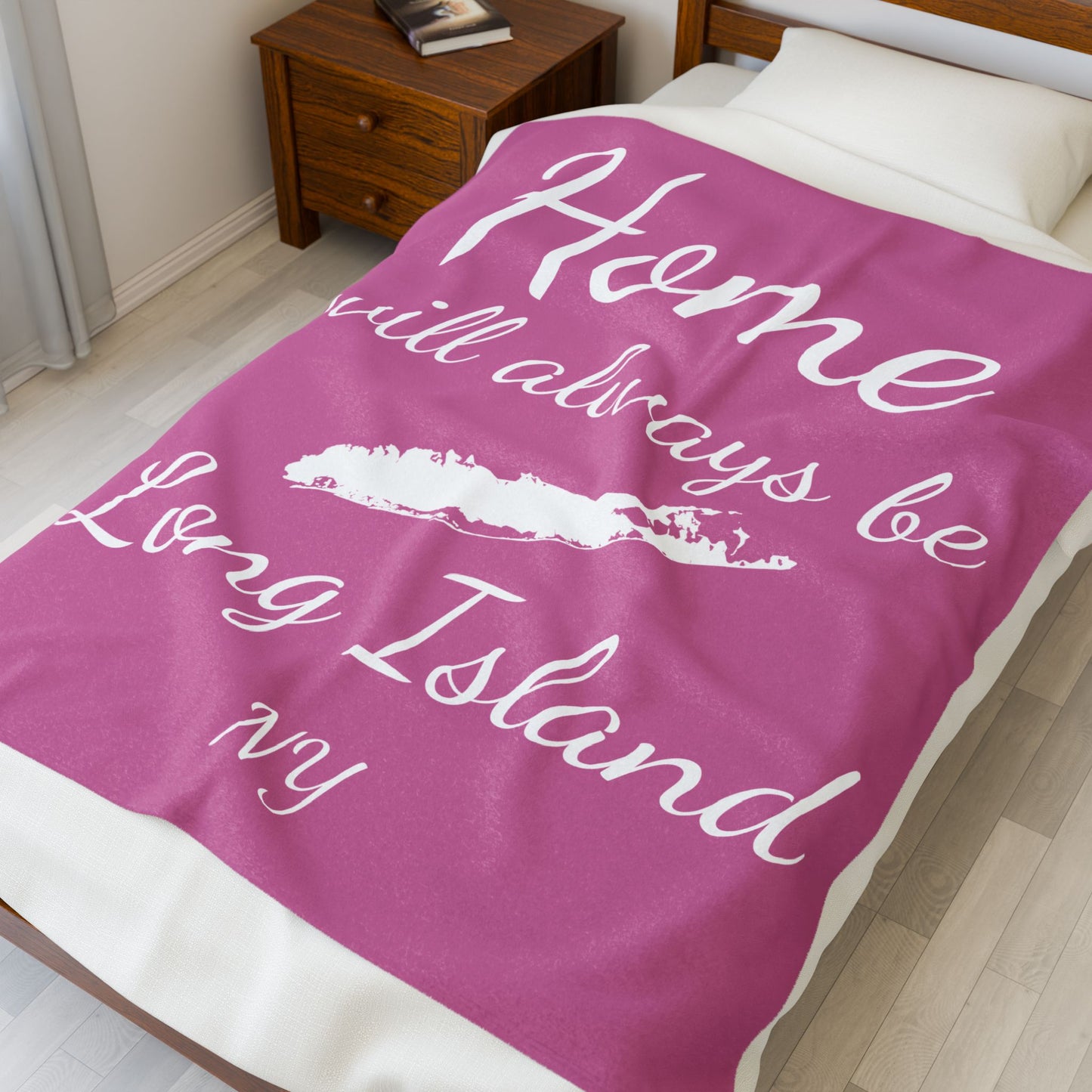 What's Up Long Island? Home will always be Long Island NY - Pink Velveteen Blanket