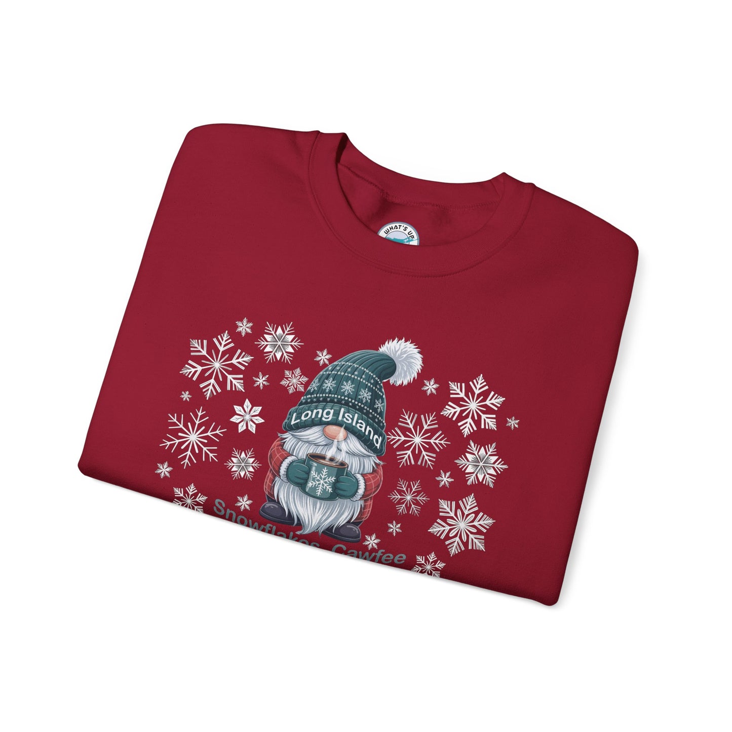 What's Up Long Island? Winter Gnome Sweatshirt, Holiday Gift, Gnome Lovers, Winter Wear