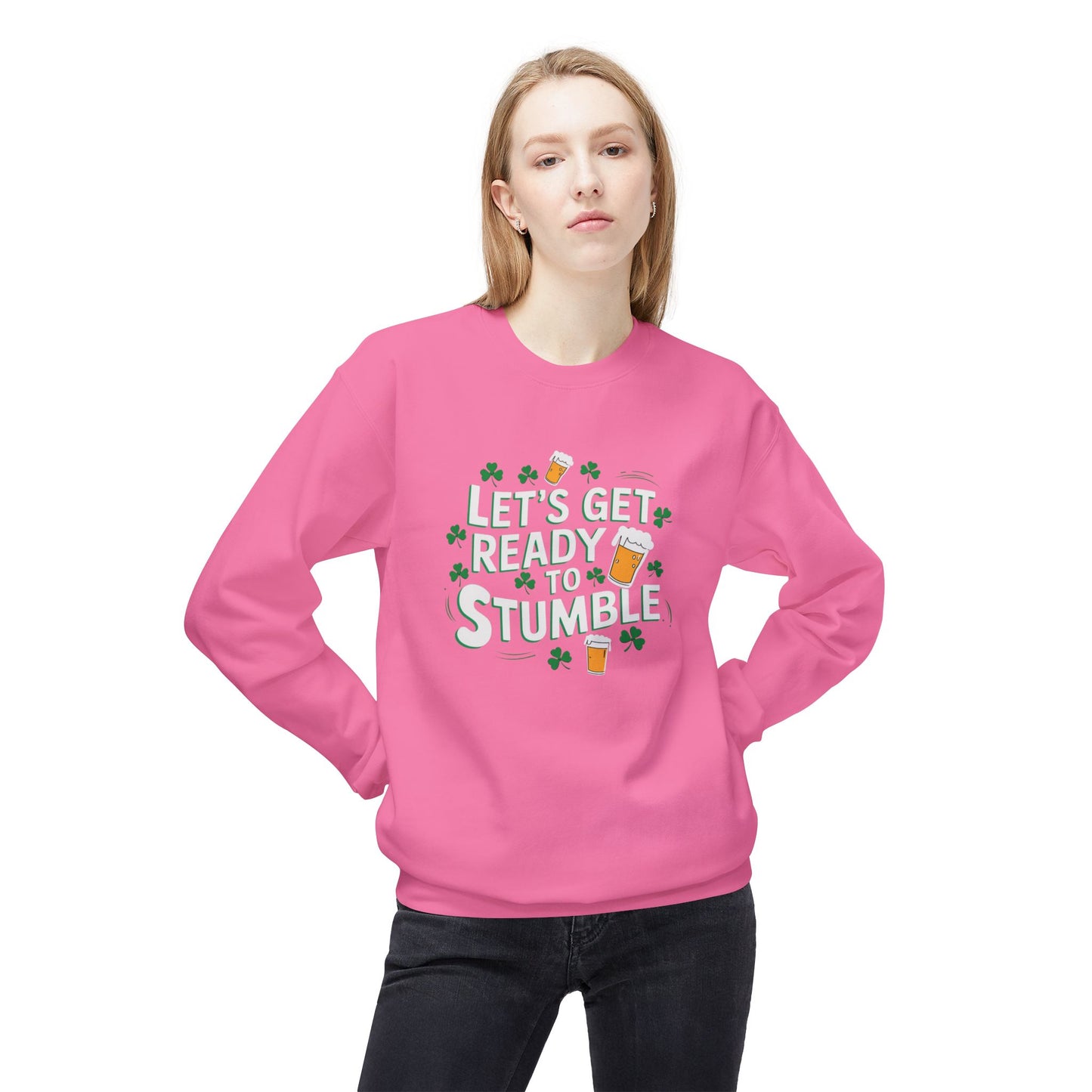 St. Patrick's Day Unisex Fleece Sweatshirt - Let's Get Ready to Stumble