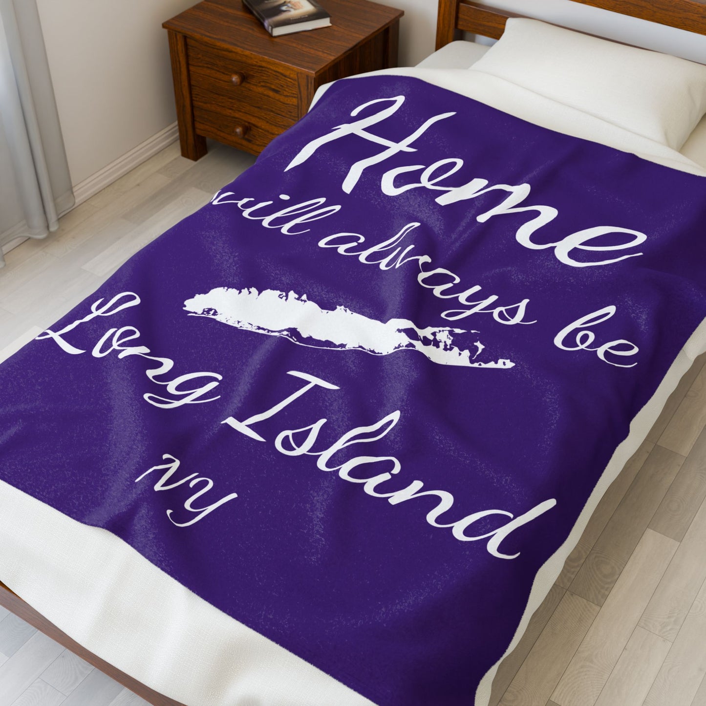 What's Up Long Island? Home will always be Long Island NY - Purple Velveteen Blanket