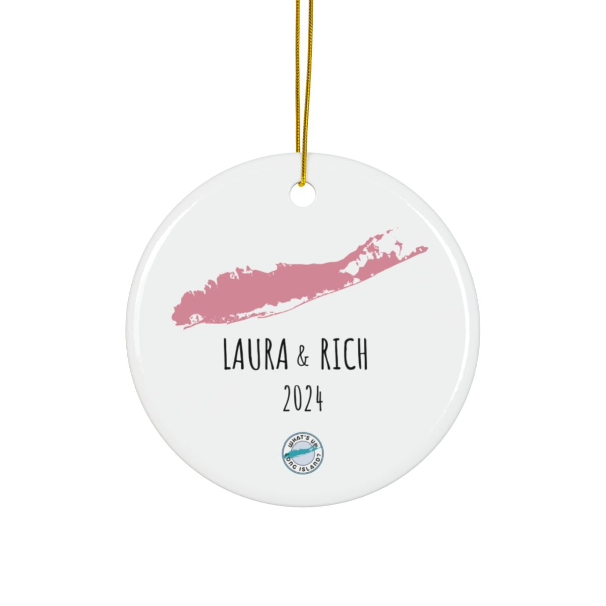 What's Up Long Island? Love You to Montauk and Back Personalized Christmas Ceramic Ornament – Custom Names & date