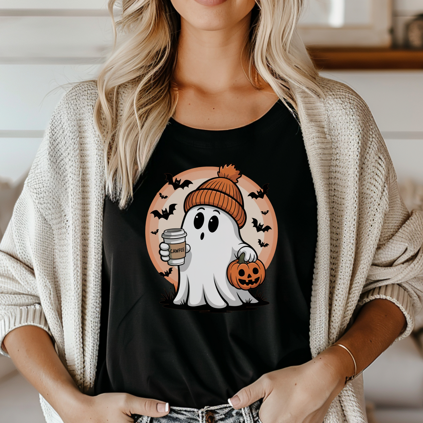 What's Up Long Island? Ghost Cawfee T-Shirt, Long Island Spirit, Fall Apparel, Halloween