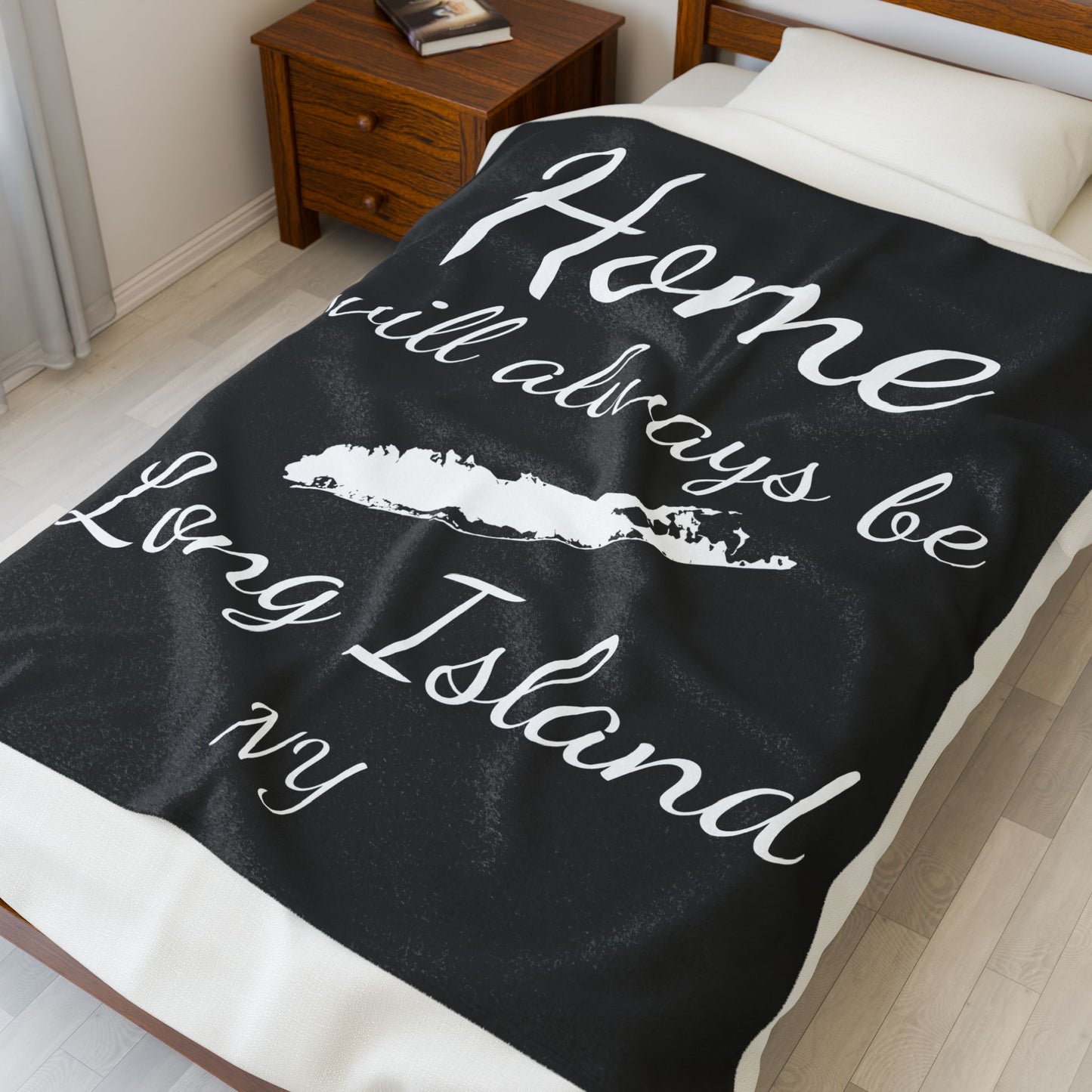 What's Up Long Island? Home will always be Long Island NY - Black Velveteen Blanket