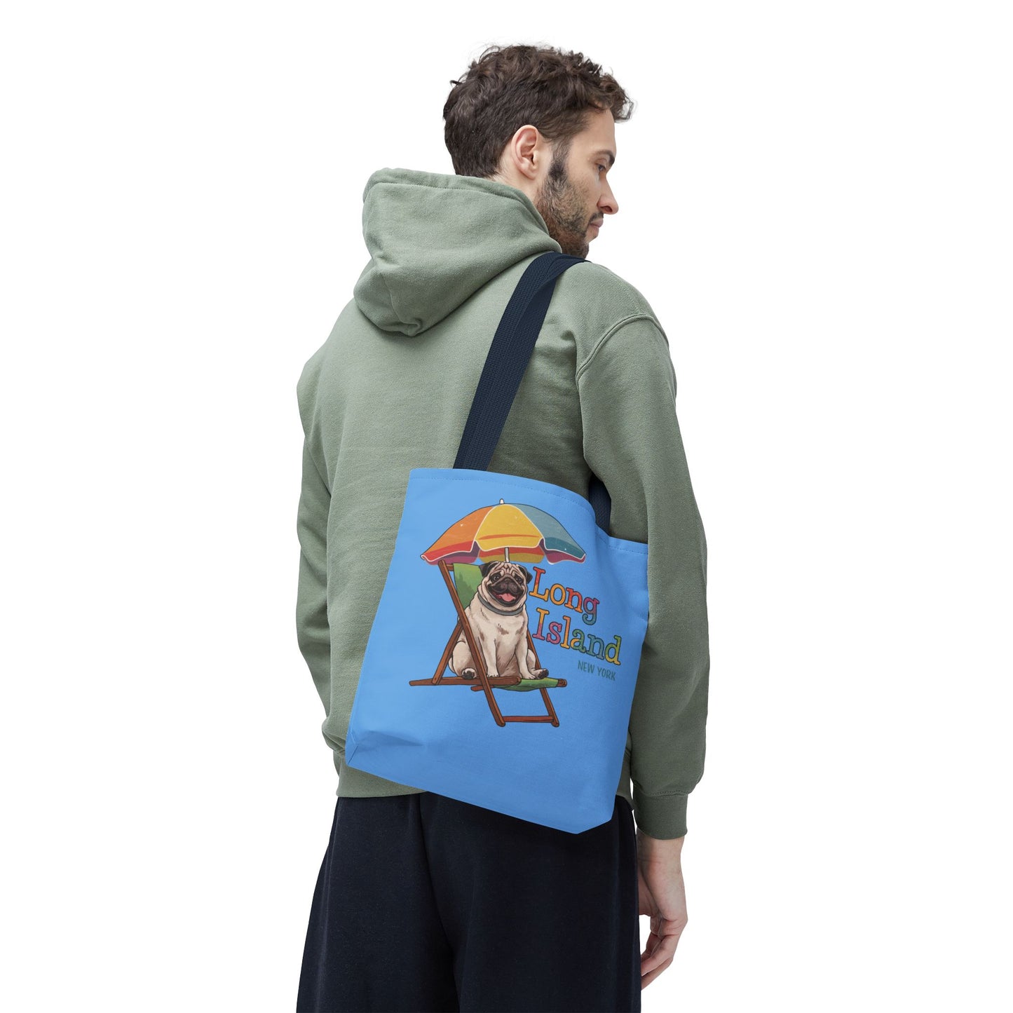 What's Up Long Island? Pug Tote Bag - Fun Beach Vibes for Dog Lovers