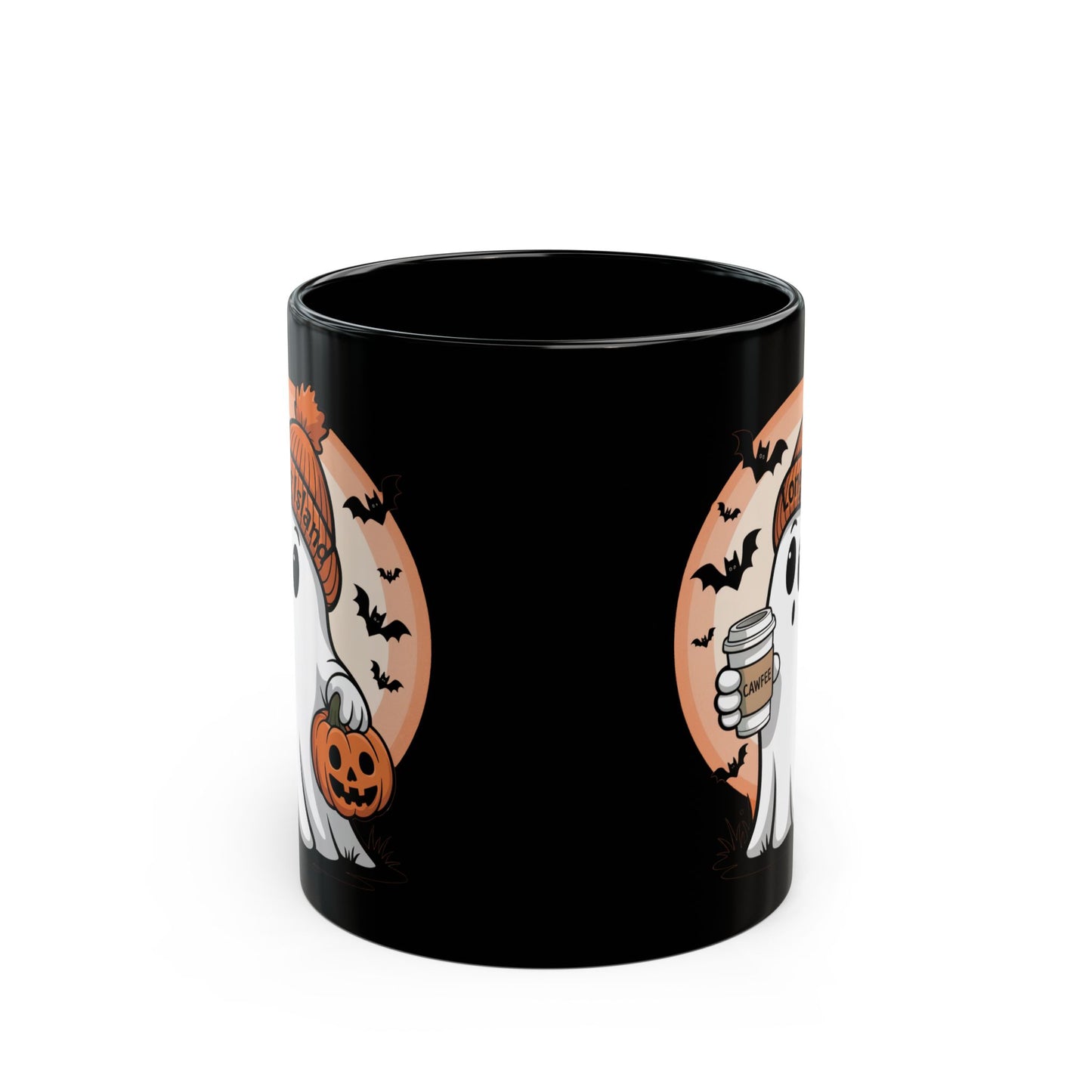 Spooky What's Up Long Island? Cawfee Ghost Mug with Pumpkin | Halloween Coffee Cup | Long Island Spirit | Perfect Gift for Fall, Halloween Decor, Ghost Lovers