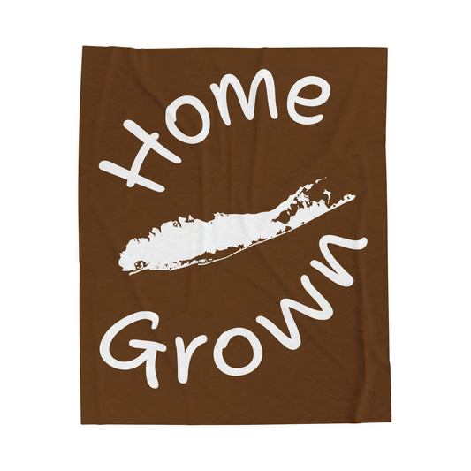 What's Up Long Island? Brown Home Grown Cozy Velveteen Plush Blanket - Perfect for Long Island Home Comfort