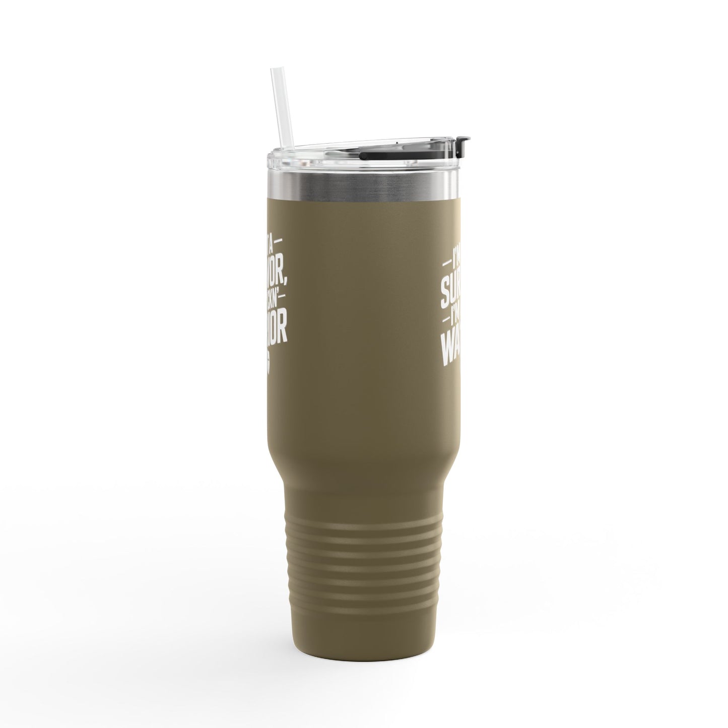 I'm Not A Survivor, I'm A F*CKN Warrior - Cancer Survivor gift - Insulated Travel Mug | 40oz, Survivor Mug, Empowerment Cup