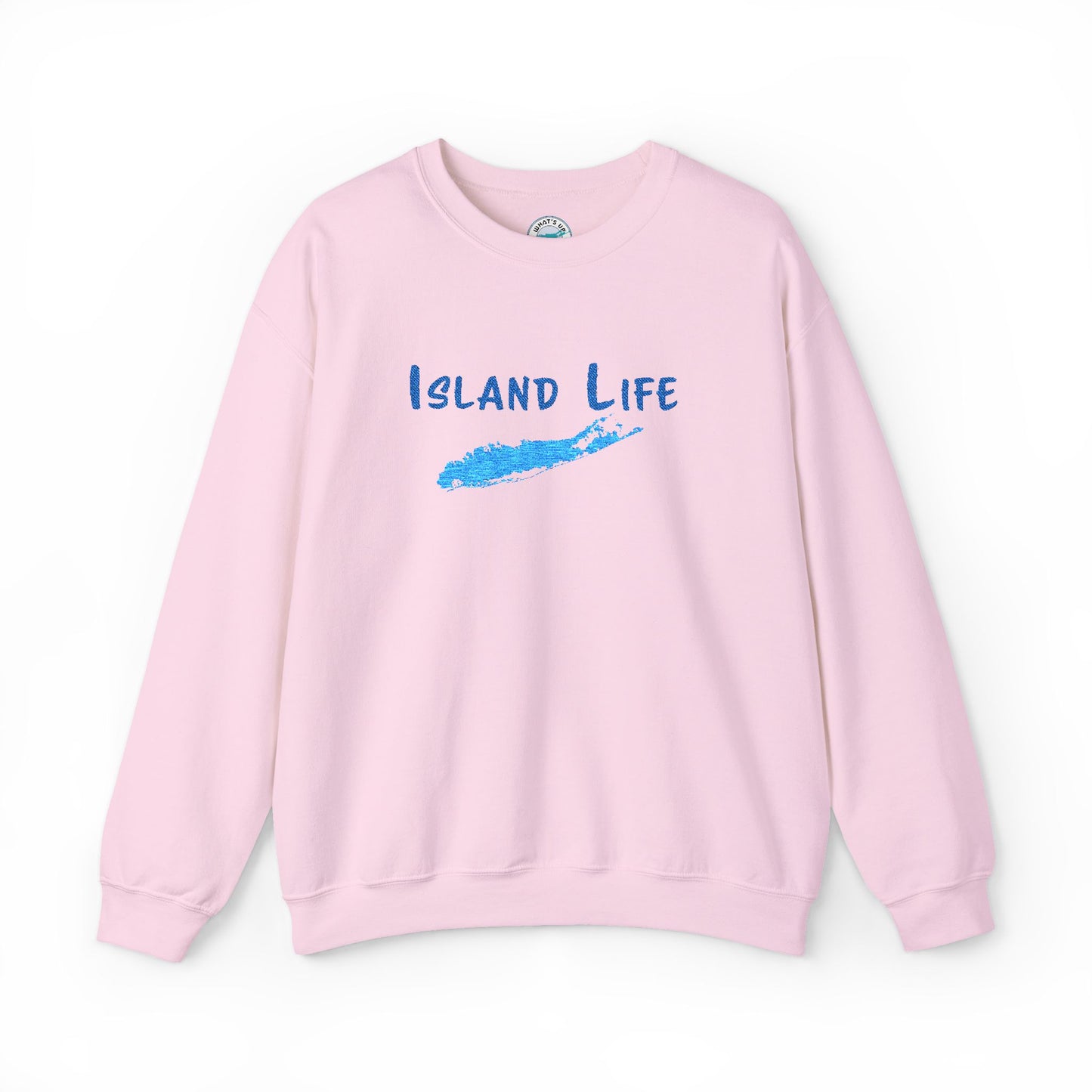 Embroidered Island Life - What's Up Long Island? Unisex Heavy Blend™ Crewneck Sweatshirt