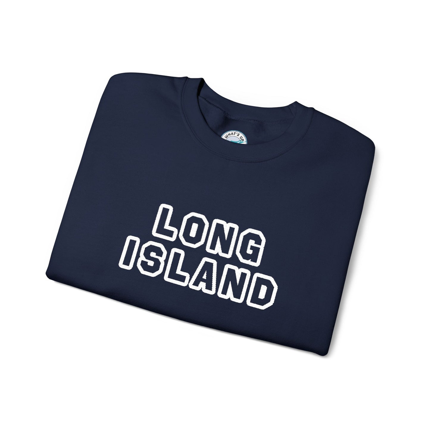 Embroidered What's Up Long Island? Unisex Heavy Blend™ Crewneck Sweatshirt
