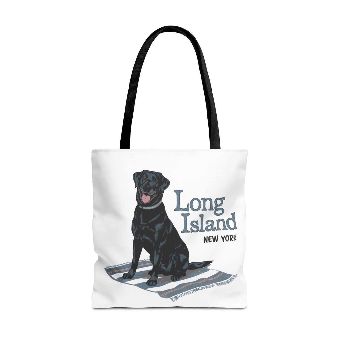 What's Up Long Island? Black Labrador Tote Bag – Perfect for Dog Lovers and Beach Days