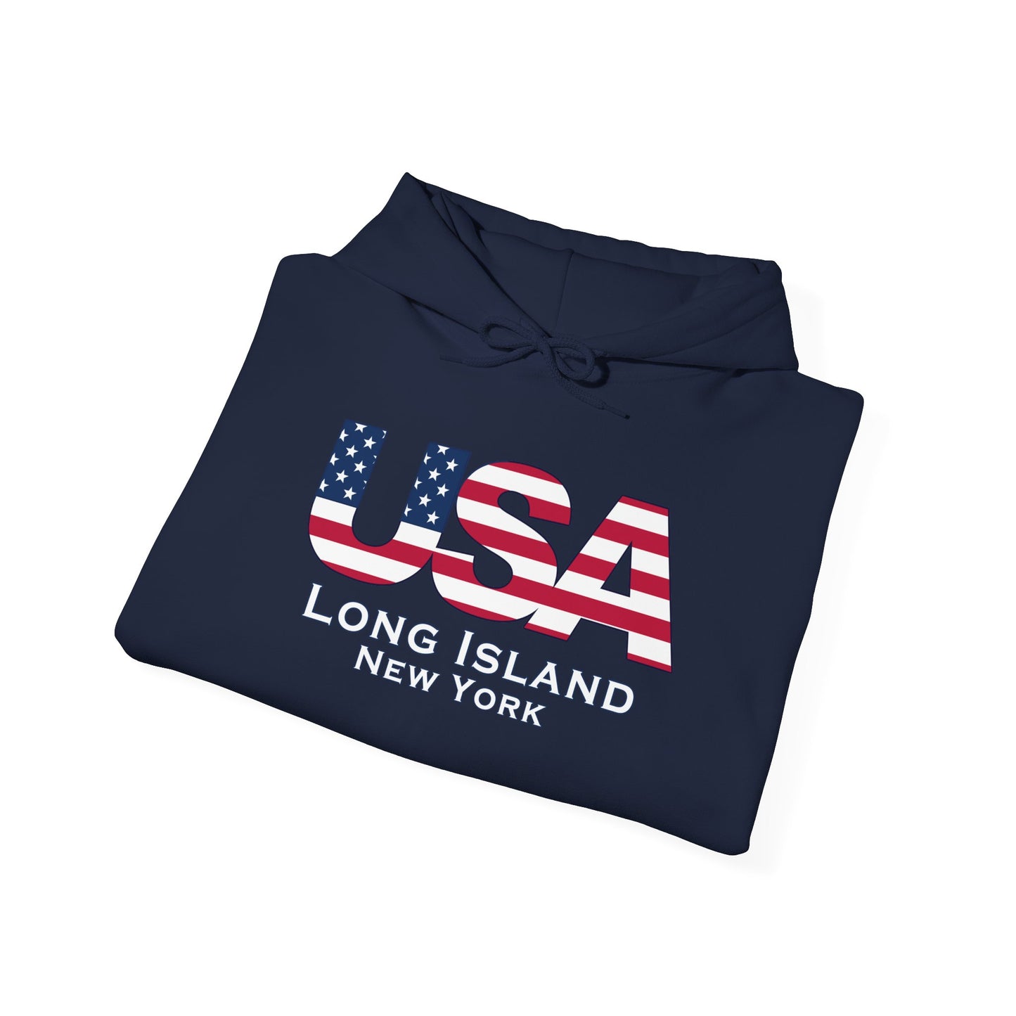 USA What's Up Long Island? Flag Hooded Sweatshirt - Unisex Heavy Blend™
