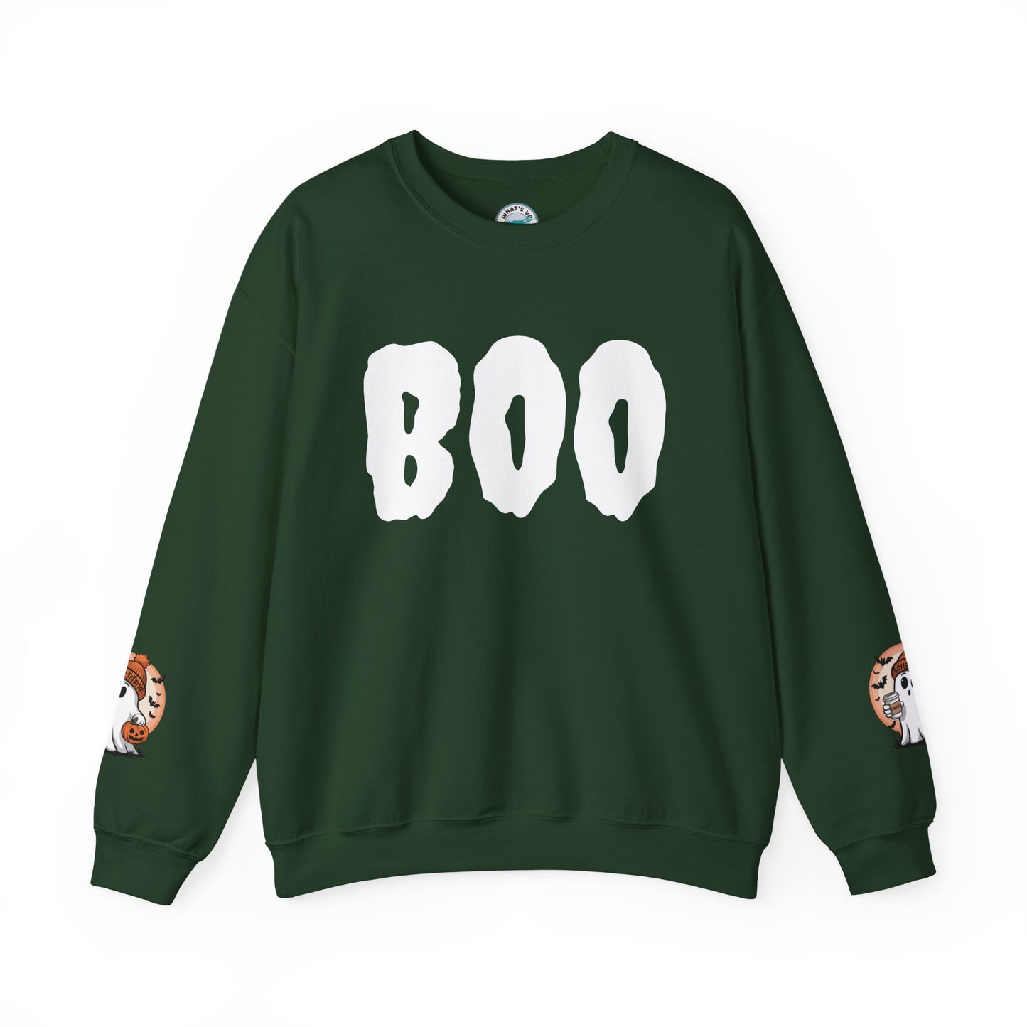 What's Up Long Island? Spooky Cawfee Long Island Ghost Unisex Crewneck Sweatshirt - Perfect for Halloween, Cozy Fall Wear, Boo