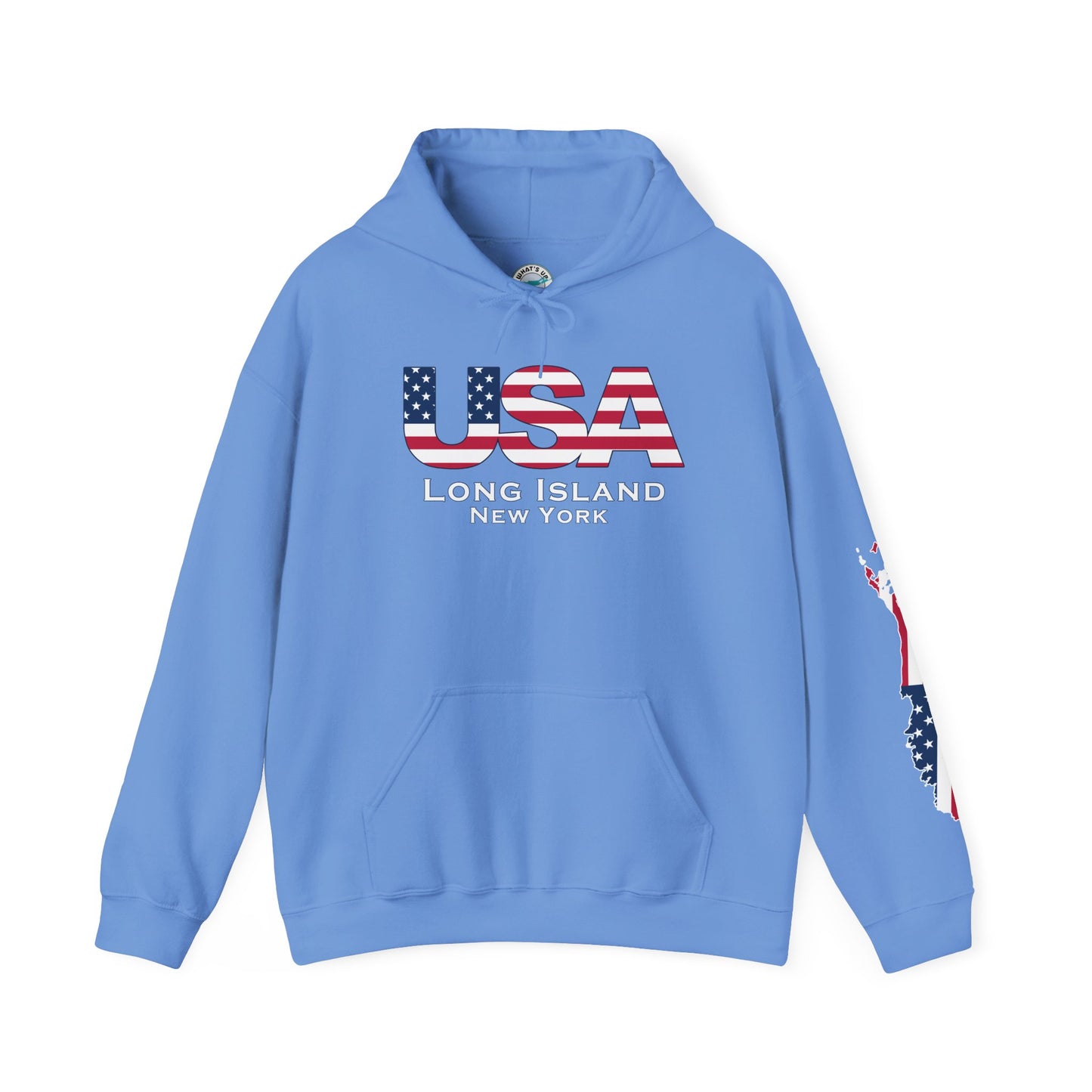 USA What's Up Long Island? Flag Hooded Sweatshirt - Unisex Heavy Blend™
