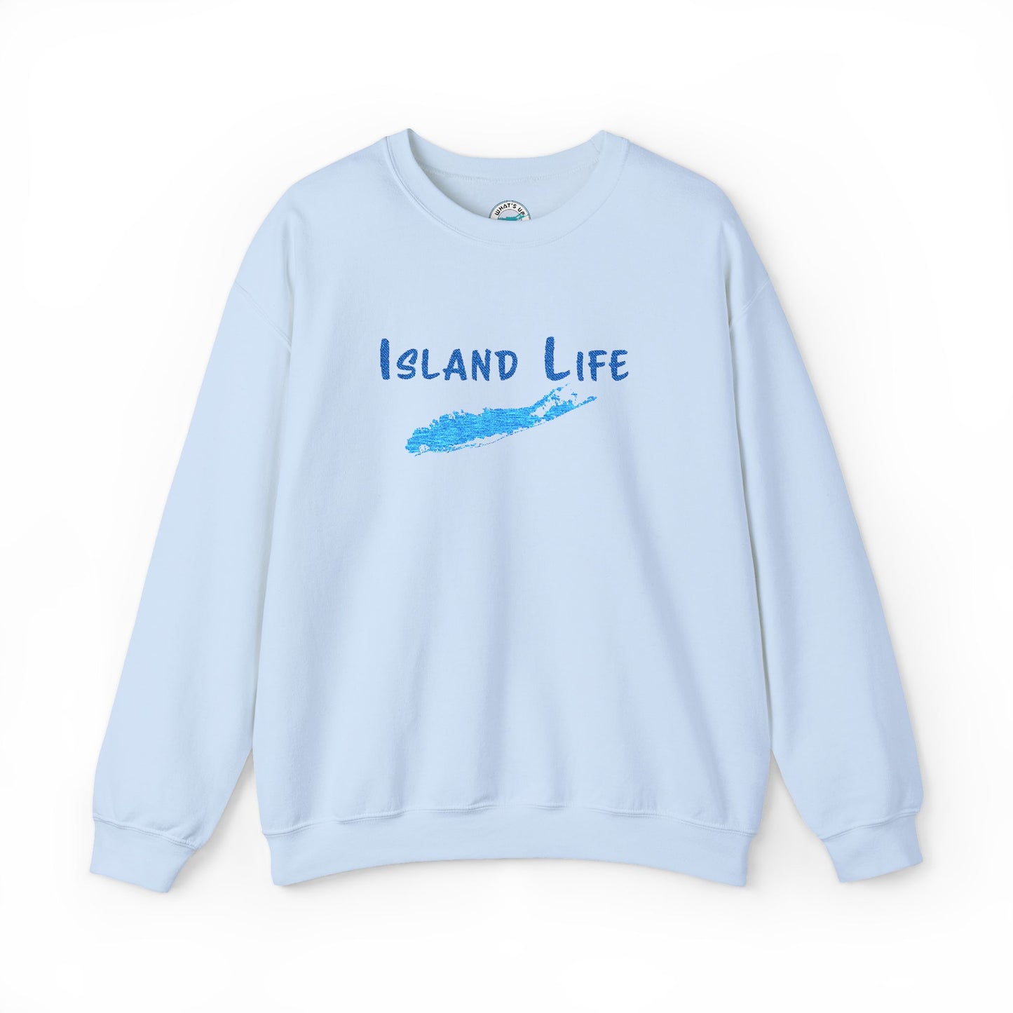 Embroidered Island Life - What's Up Long Island? Unisex Heavy Blend™ Crewneck Sweatshirt