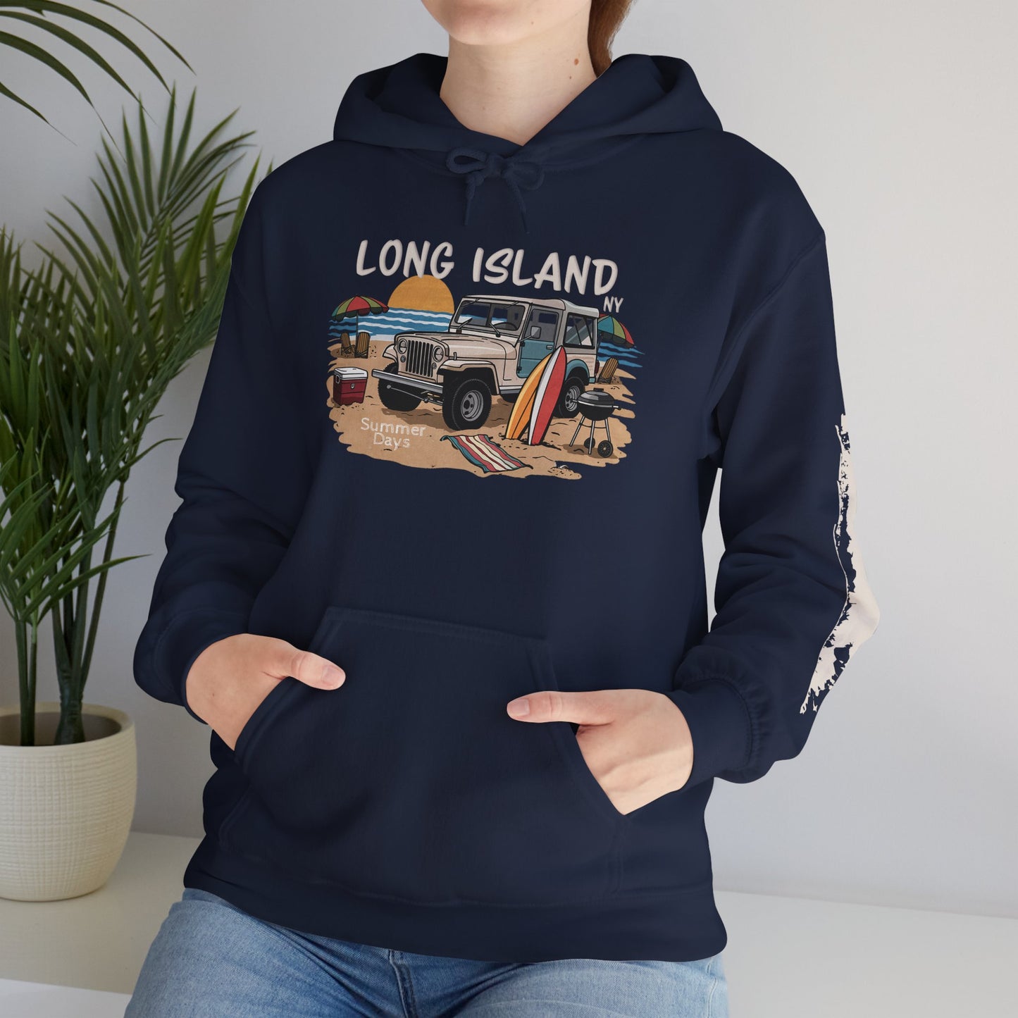 What's Up Long Island? Beach BBQ Graphic Unisex Hooded Sweatshirt