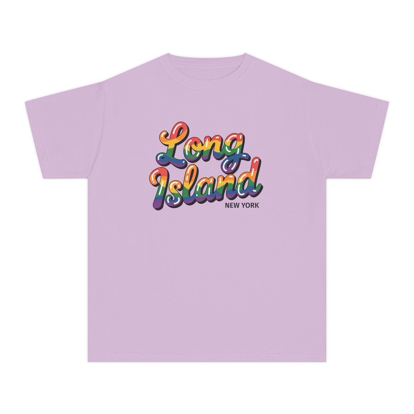 What's Up Long Island? New York Youth Tee — Colorful Retro Script Kids T-Shirt