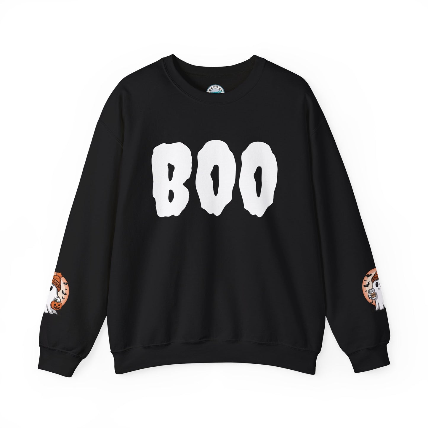 What's Up Long Island? Spooky Cawfee Long Island Ghost Unisex Crewneck Sweatshirt - Perfect for Halloween, Cozy Fall Wear, Boo