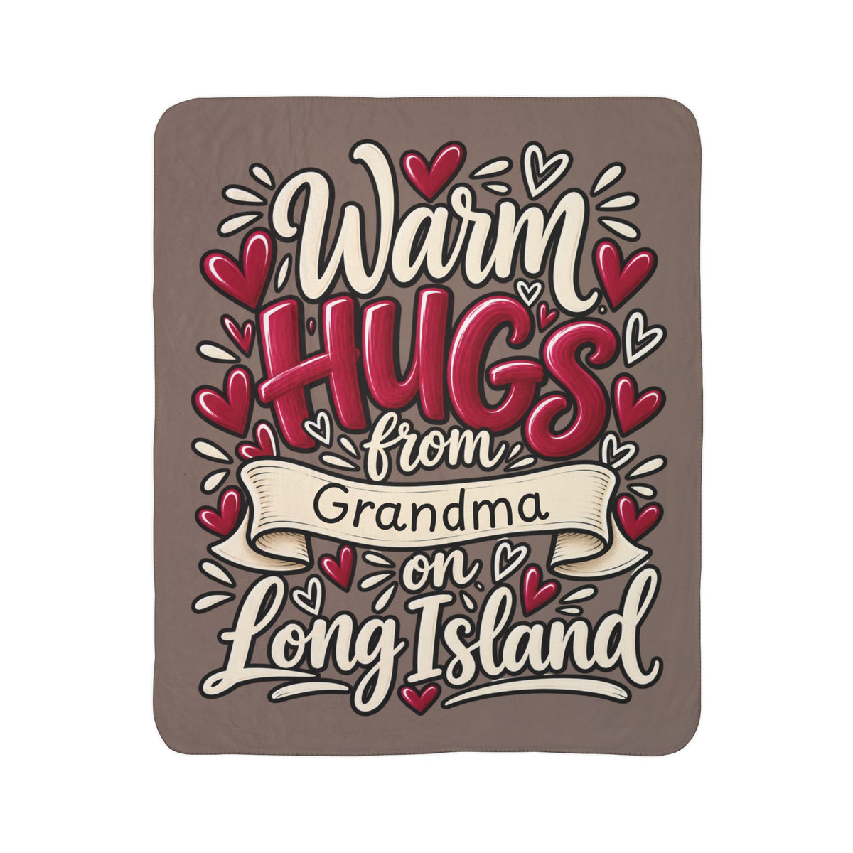PERSONALIZED What's Up Long Island? Warm Hugs from "Your name/names" on Long Island Fleece Sherpa Blanket