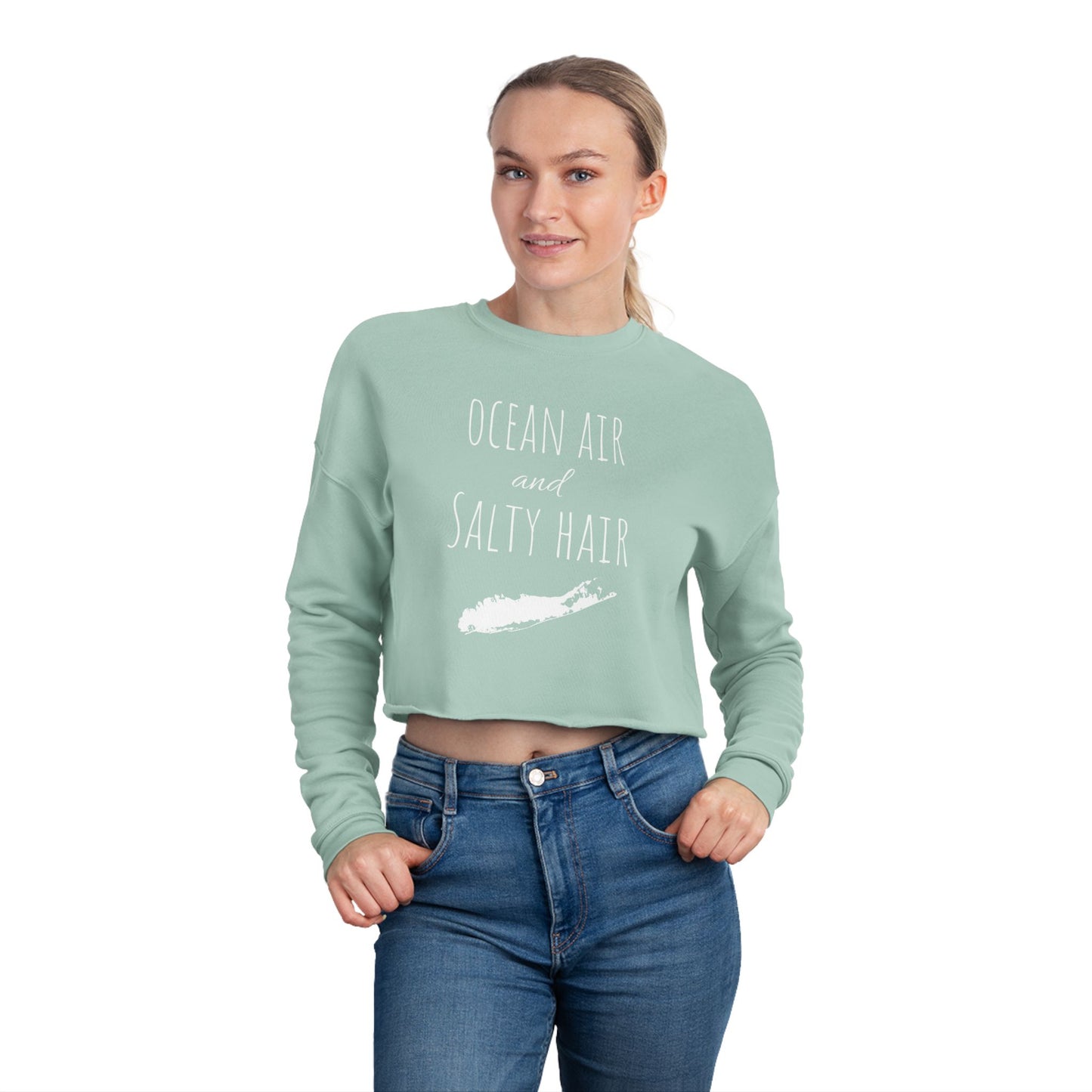 What's Up Long Island? Ocean-Inspired Cropped Sweatshirt, Perfect for Beach Lovers, Casual Wear, Summer Vibes