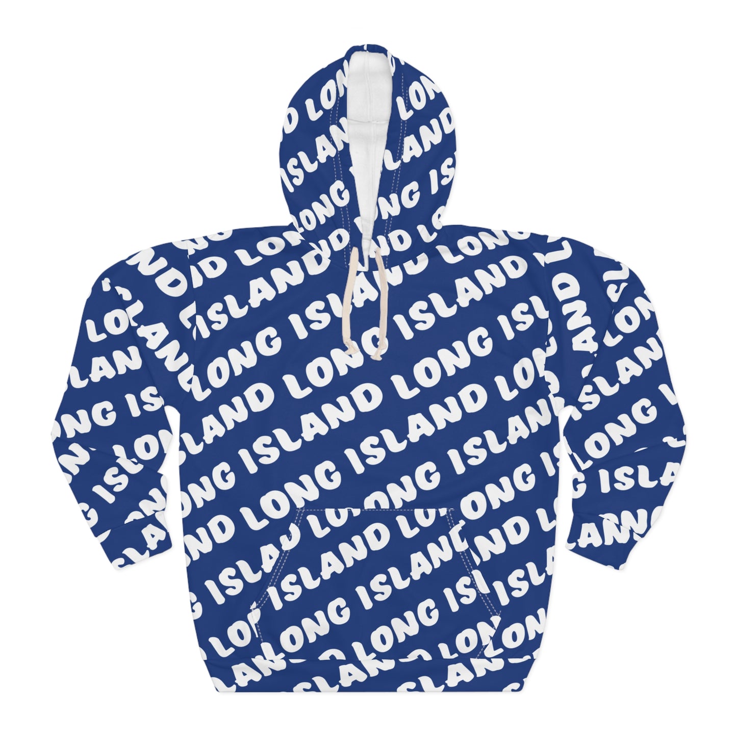 What's Up Long Island? Unisex Pullover All-Over Print Hoodie, Cozy Sweatshirt, Perfect Gift for Friends, Summer Vibes, Vacation Wear