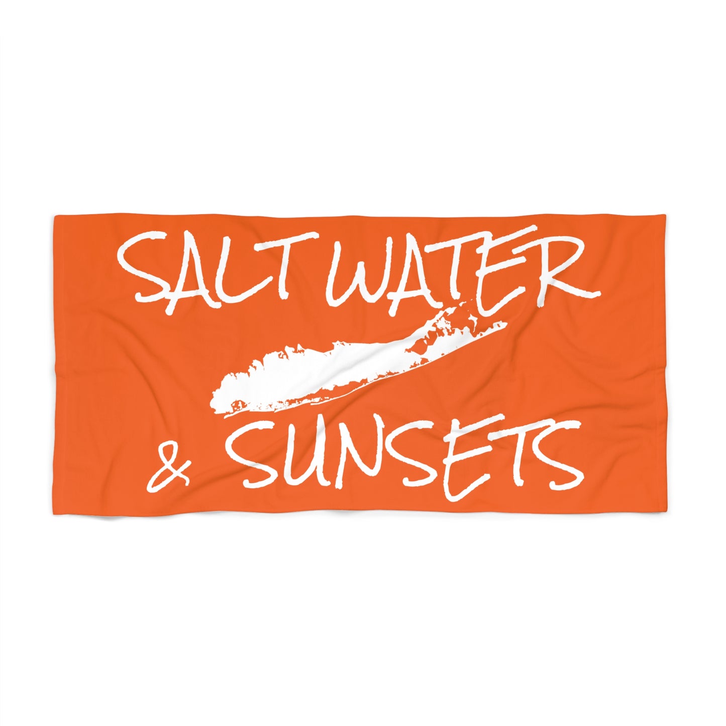 What's Up Long Island? Salt Water & Sunsets orange Beach Towel — Coastal Design