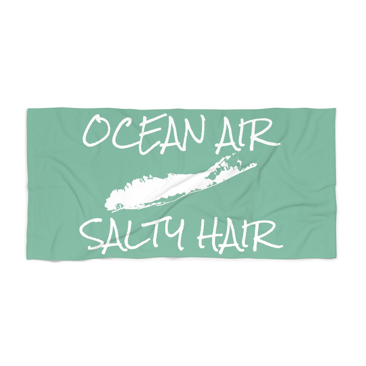 What's Up Long Island? 6 Colors - Beach Towel - Ocean Air, Salty Hair with Map of Long Island