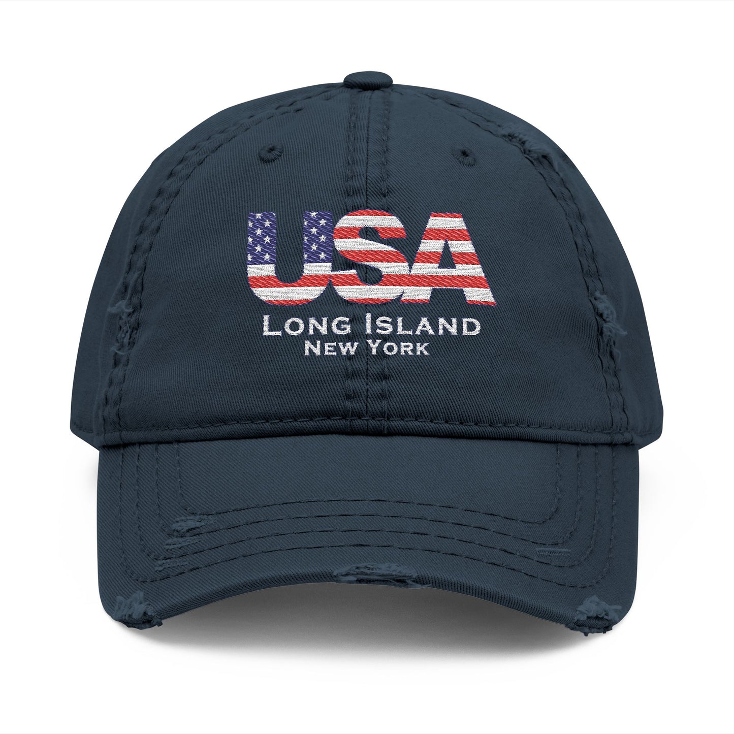 What's Up Long Island? USA Embroidered Distressed Hat