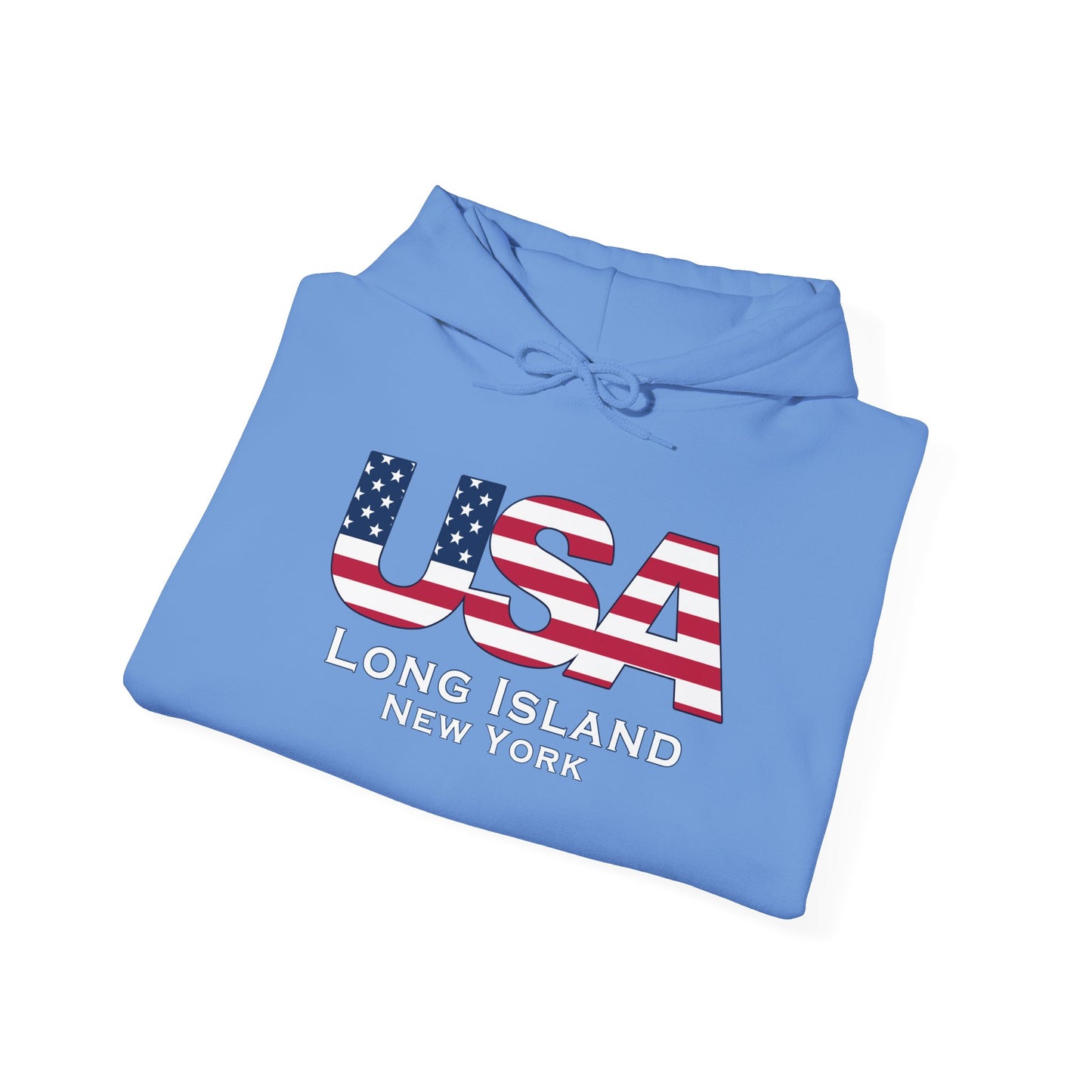 USA What's Up Long Island? Flag Hooded Sweatshirt - Unisex Heavy Blend™