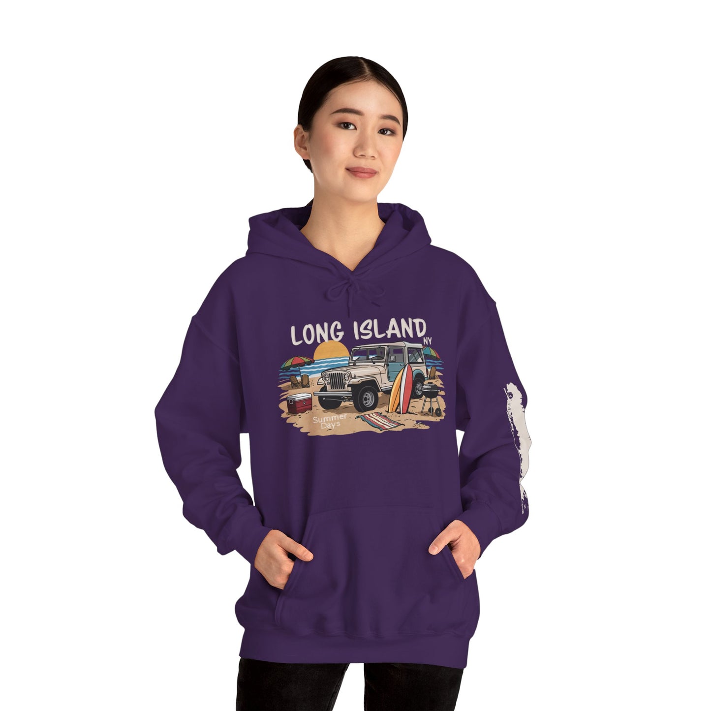What's Up Long Island? Beach BBQ Graphic Unisex Hooded Sweatshirt
