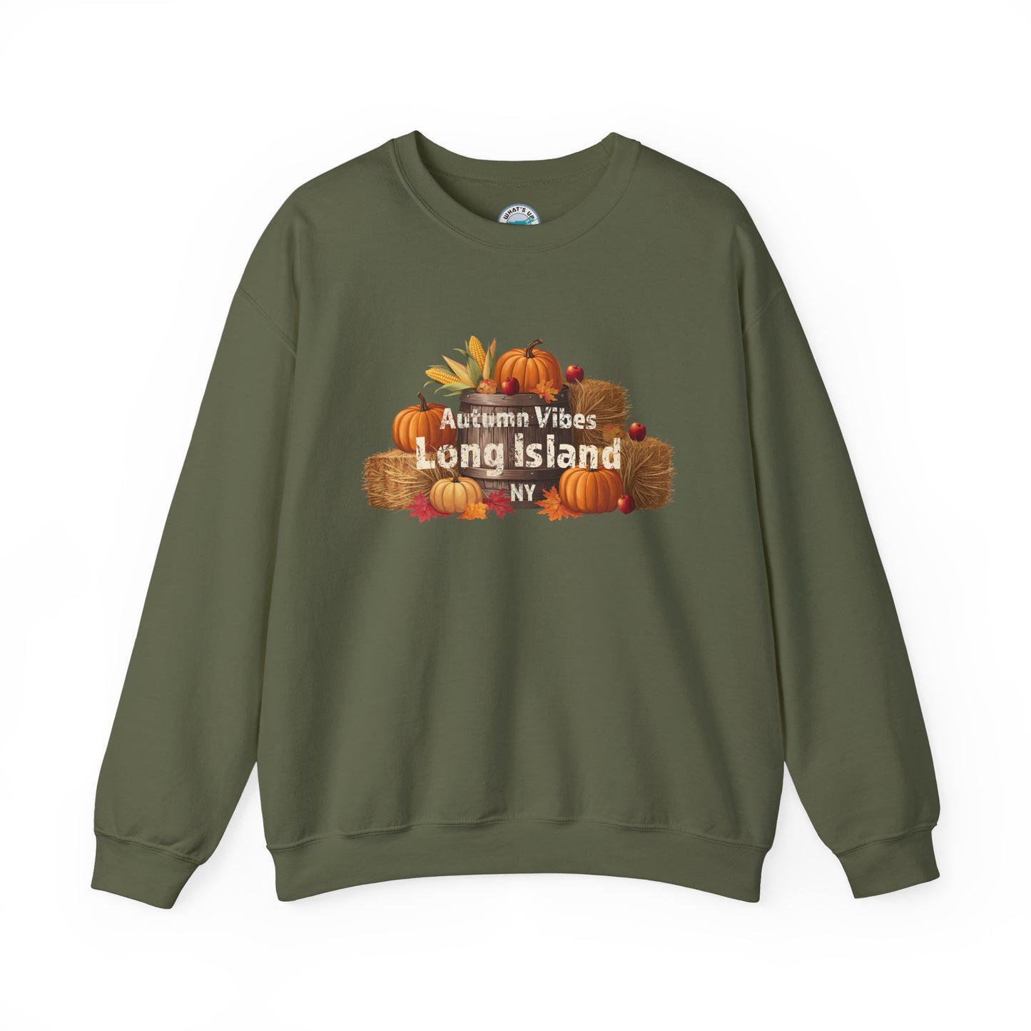What's Up Long Island? Autumn Vibes Long Island Unisex Crewneck Sweatshirt -Perfect for trips out East on LI