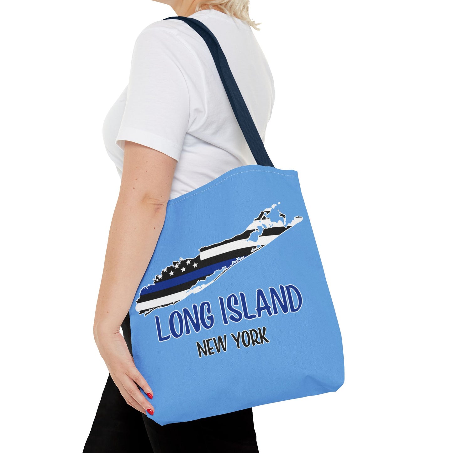What's Up Long Island? NY Police Support Back the Blue Flag Design - Tote Bag