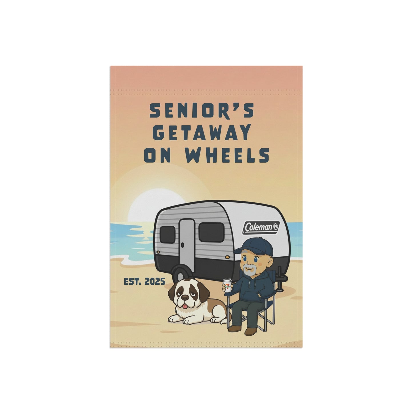 Rich Garden Flag — "Senior's Getaway On Wheels" RV Camping Banner