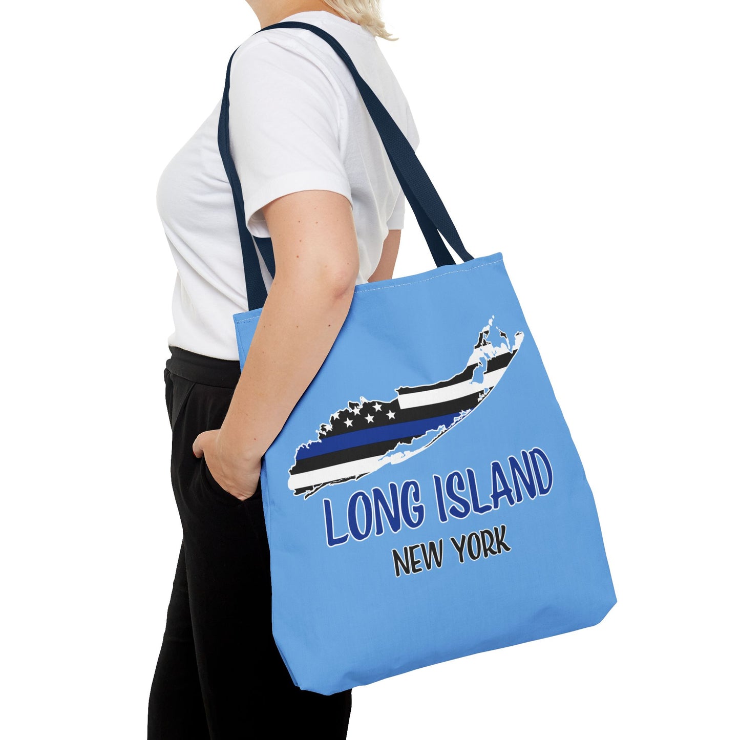 What's Up Long Island? NY Police Support Back the Blue Flag Design - Tote Bag