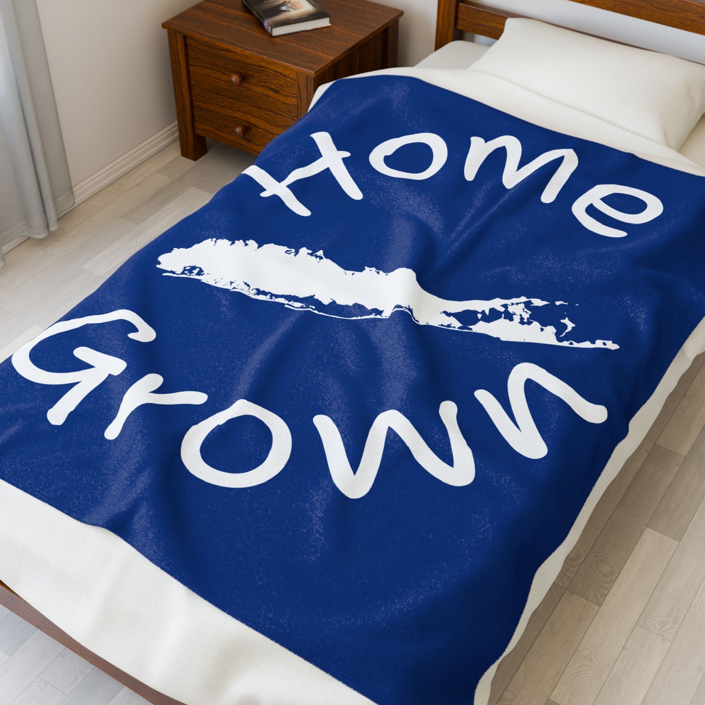 What's Up Long Island? Blue Home Grown Cozy Velveteen Plush Blanket - Perfect for Long Island Home Comfort