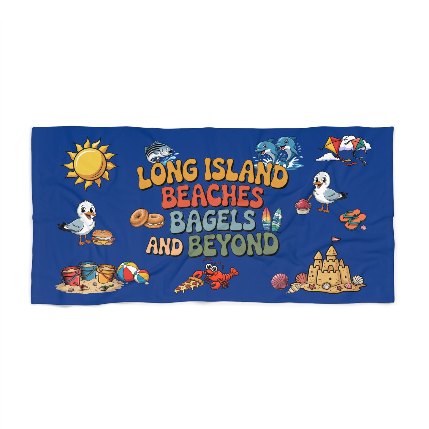 What's Up  Long Island? Cute Beach Towel 30 x 60" 5 colors - Long Island Beaches Design, perfect large beach towel for little ones to sit on or snuggle with