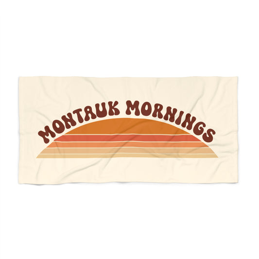 What's Up Long Island? Soft Cream Color - Montauk Mornings Beach Towel – Retro Sunset Surf Vibes