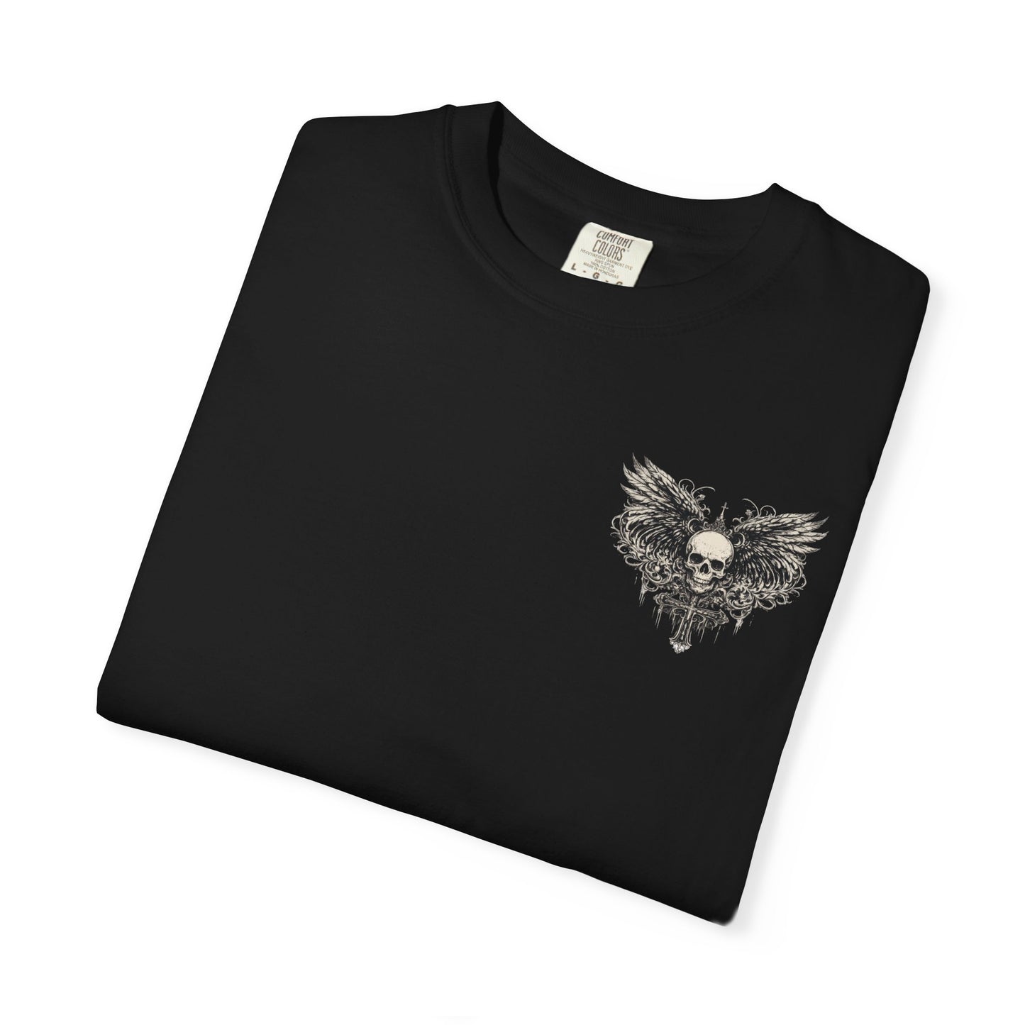 Skull with Wings T-Shirt — Gothic Skull & Sword Graphic Tee