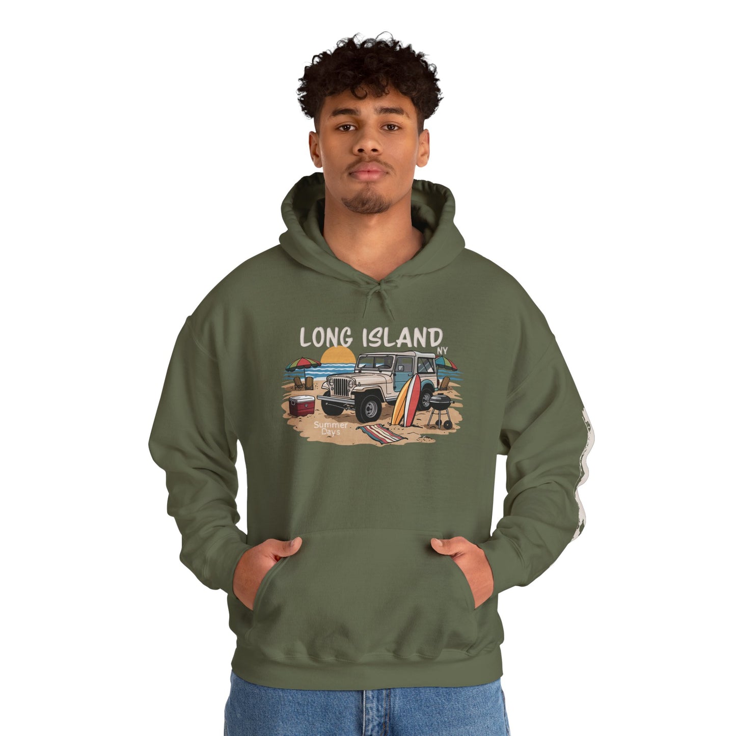 What's Up Long Island? Beach BBQ Graphic Unisex Hooded Sweatshirt