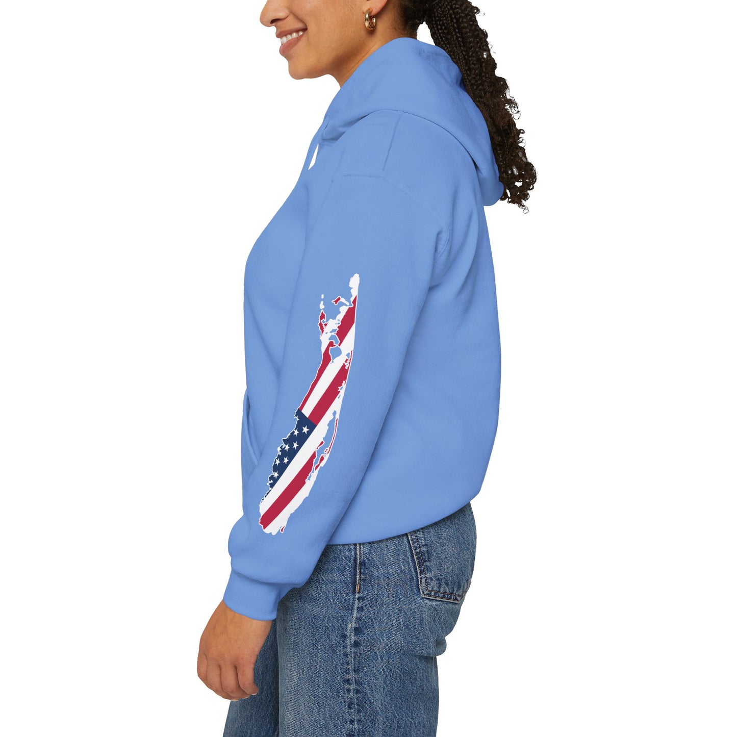 USA What's Up Long Island? Flag Hooded Sweatshirt - Unisex Heavy Blend™