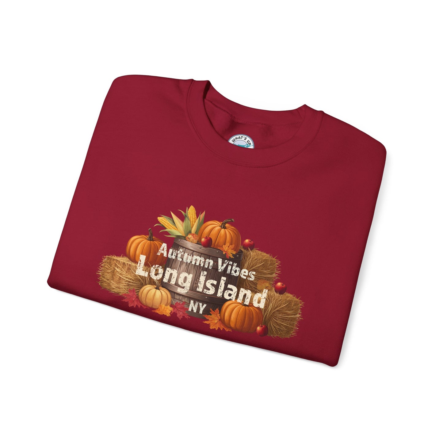What's Up Long Island? Autumn Vibes Long Island Unisex Crewneck Sweatshirt -Perfect for trips out East on LI