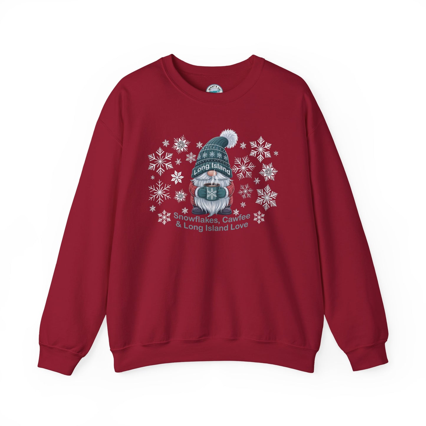 What's Up Long Island? Winter Gnome Sweatshirt, Holiday Gift, Gnome Lovers, Winter Wear