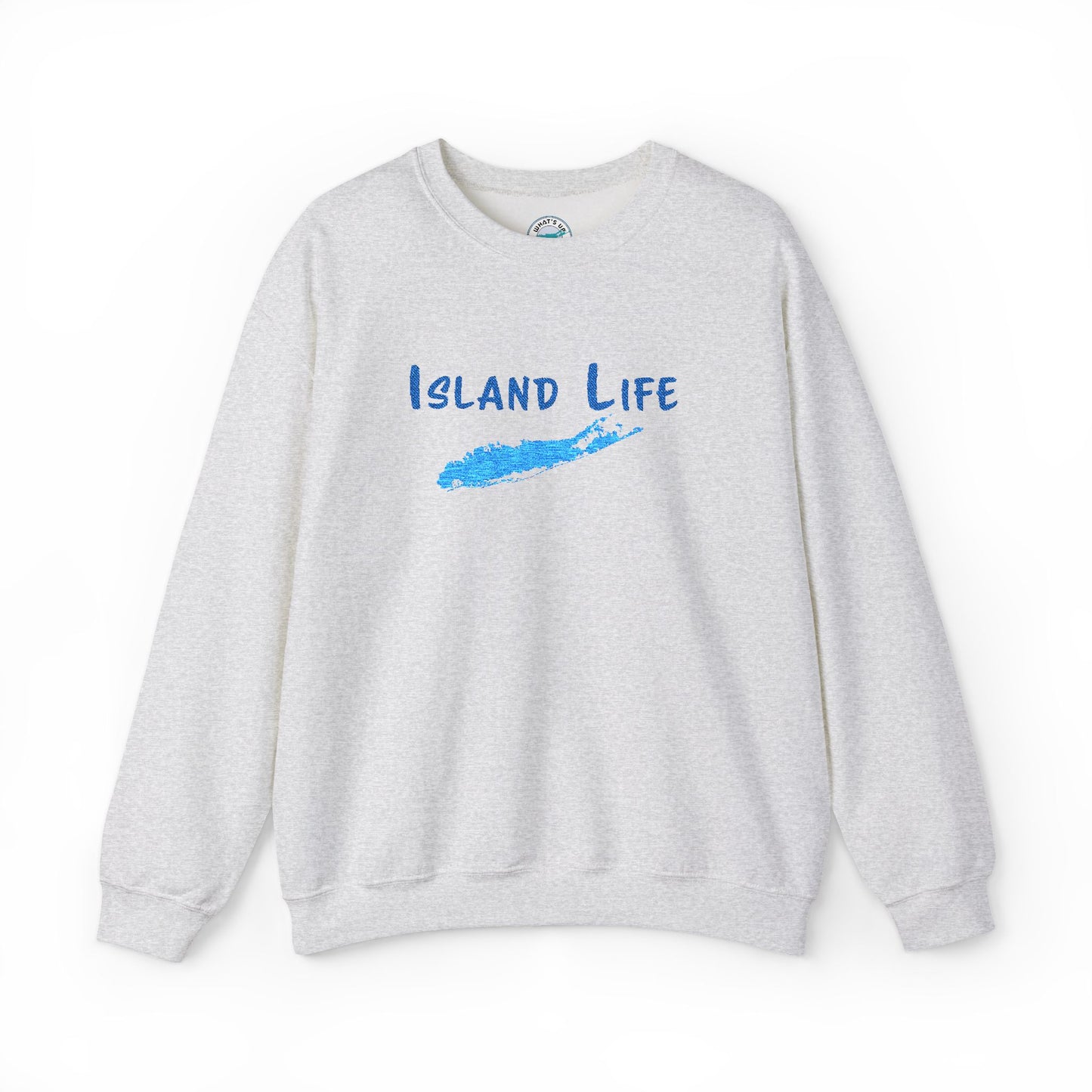 Embroidered Island Life - What's Up Long Island? Unisex Heavy Blend™ Crewneck Sweatshirt